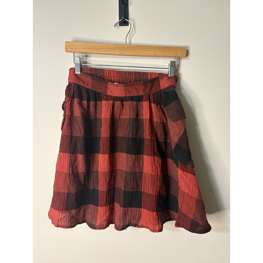 Romantic Gypsy NWT Black Red Mini Skirt Plaid Utility Pockets Aline Gothic Small